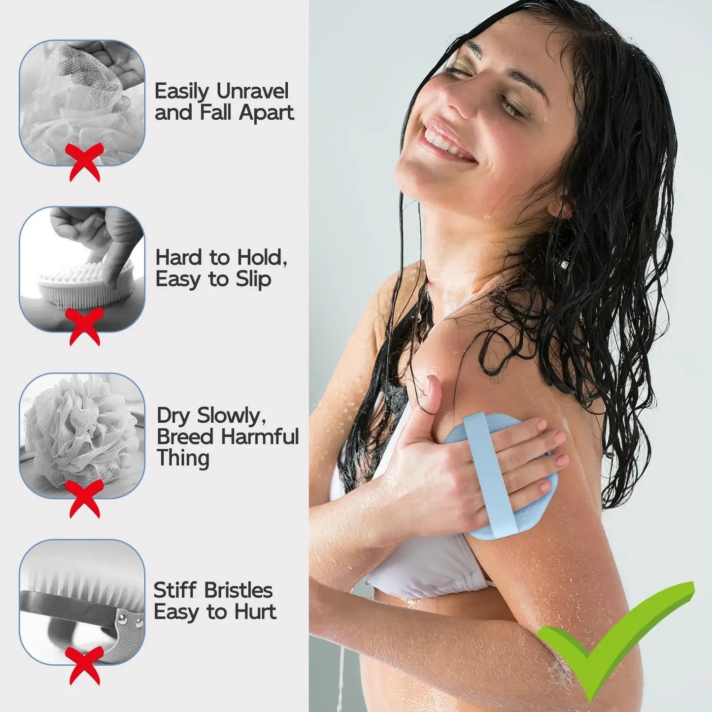 DIAMRI Gentle Silicone Body Scrubber Exfoliating Brush Non Slip Strap