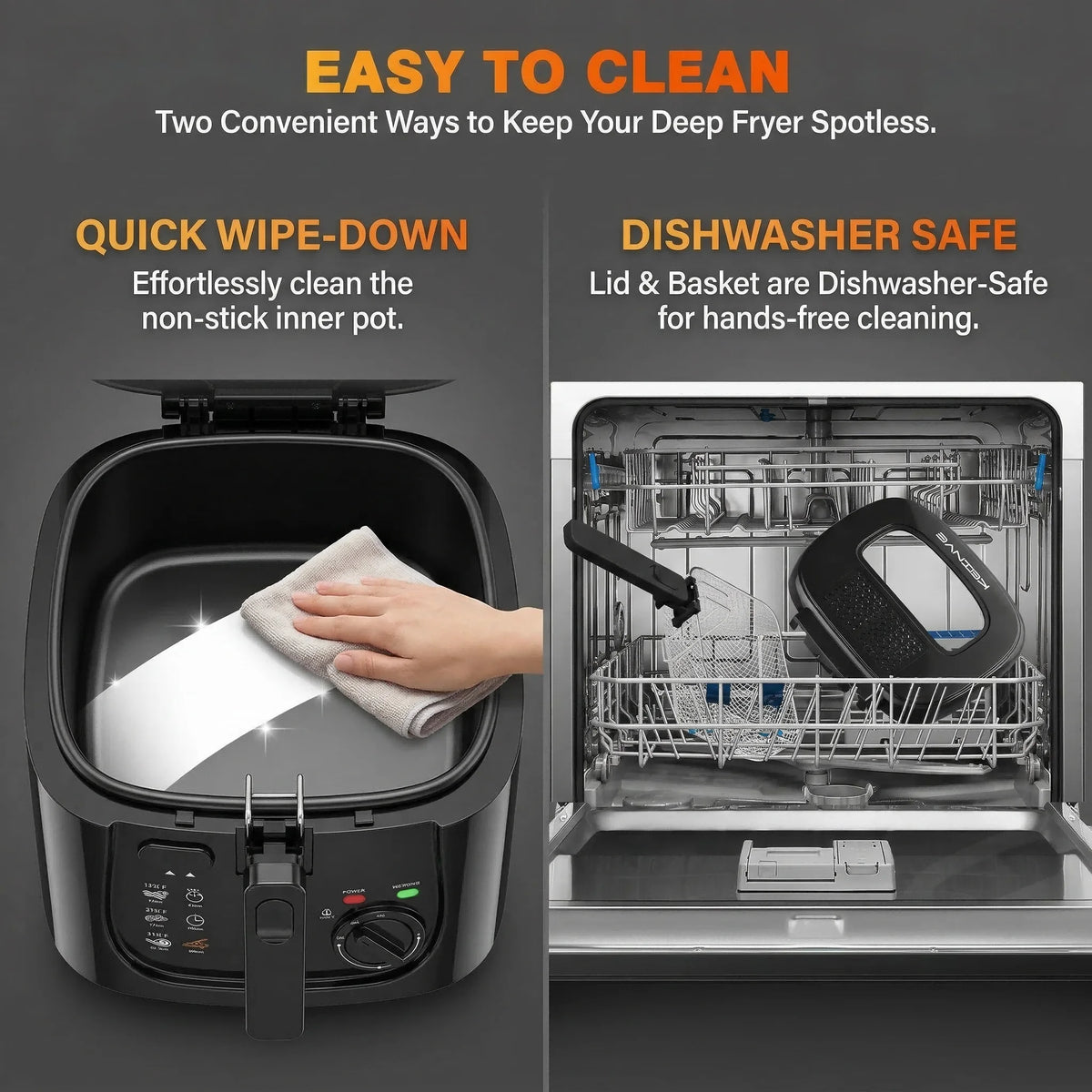Cachoo 1600W Electric Deep Fryer With Adjustable Thermostat And Lid