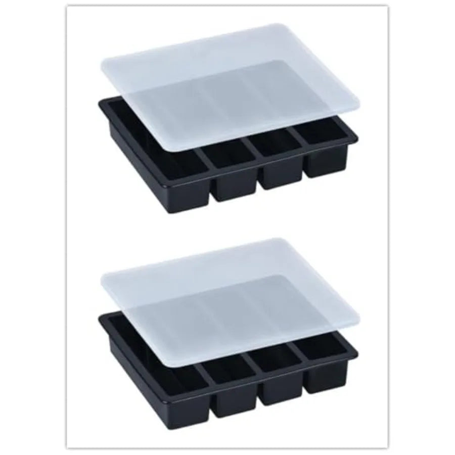Ice Cube Tray 2 Pack Silicone With Lid For Whiskey