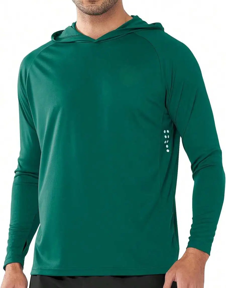 Mens UPF 50 Hooded Long Sleeve Sun Protection Shirt
