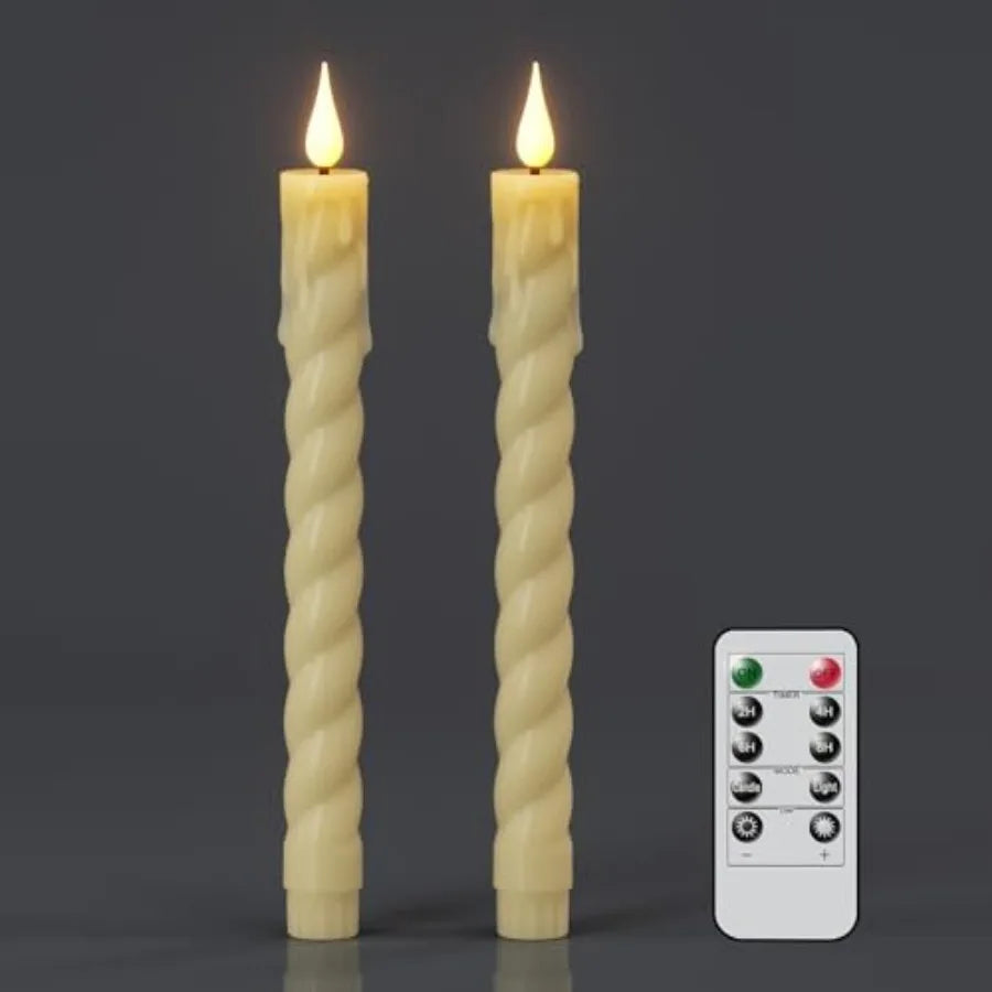 Plastic Flameless Taper Candles With Remote Timer Battery Operated