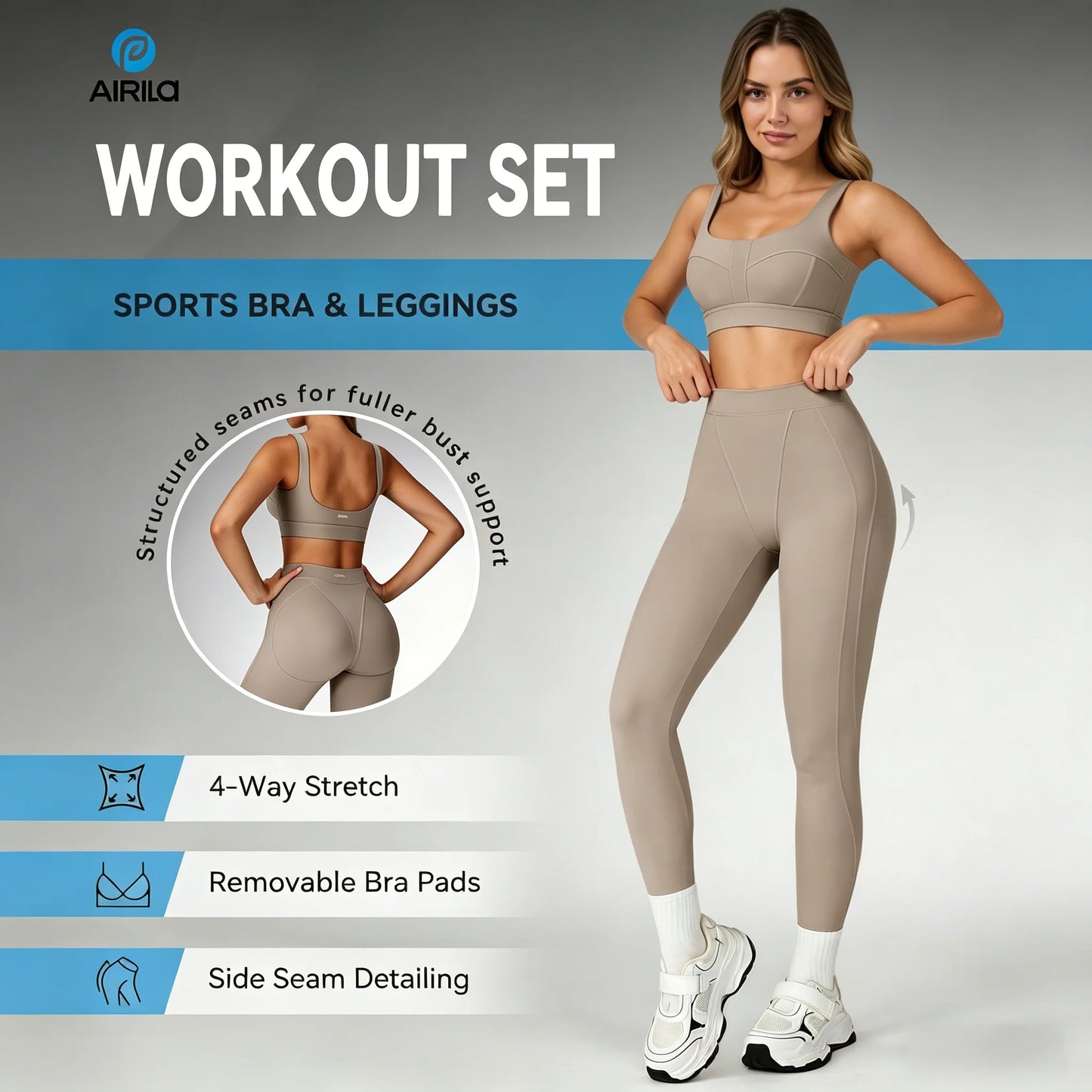 Airila 2-Piece Yoga Set High-Waisted Leggings and Sports Bra