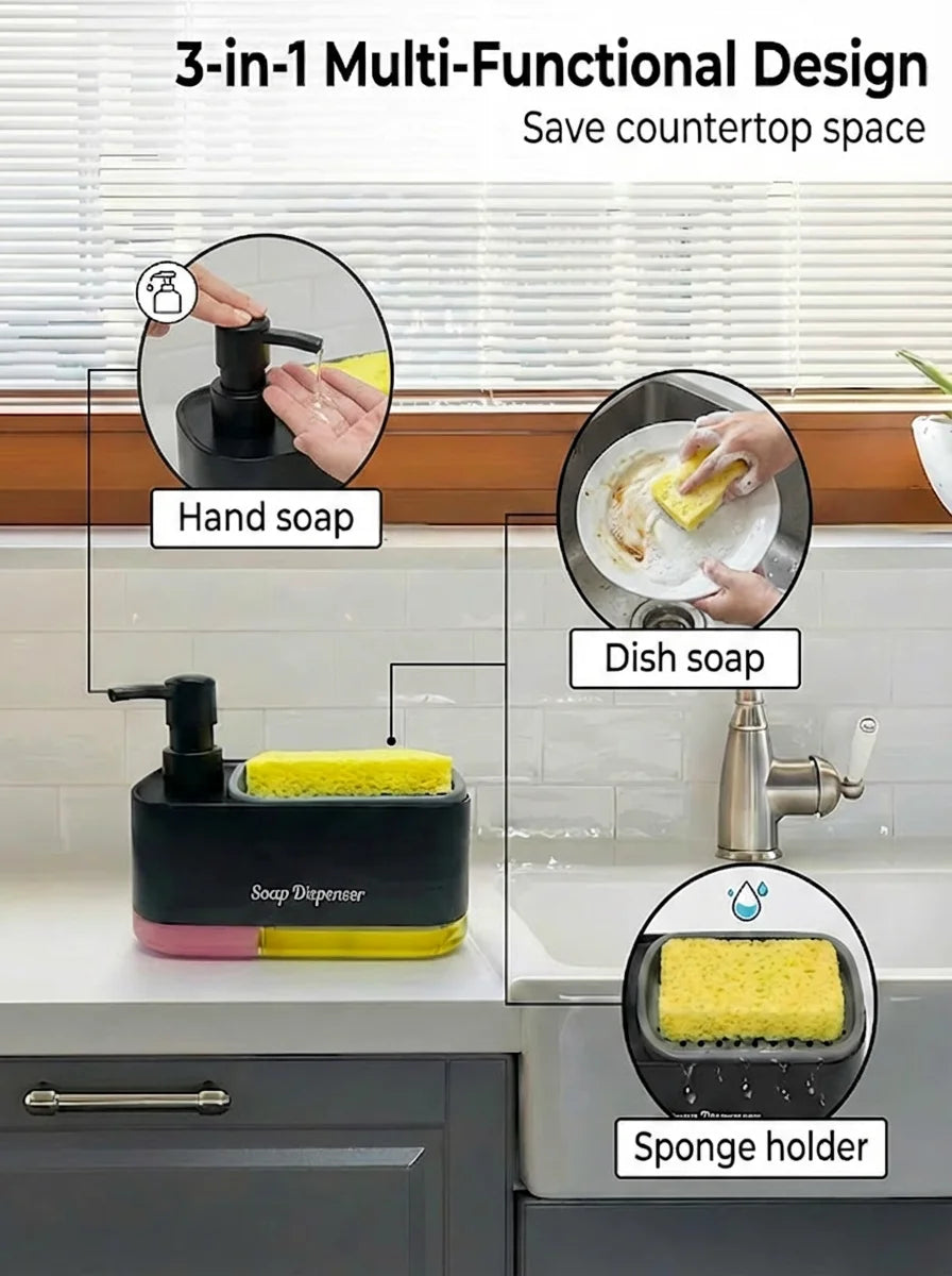 Kitchen Soap Dispenser Organizer Rack With Sponge Holder