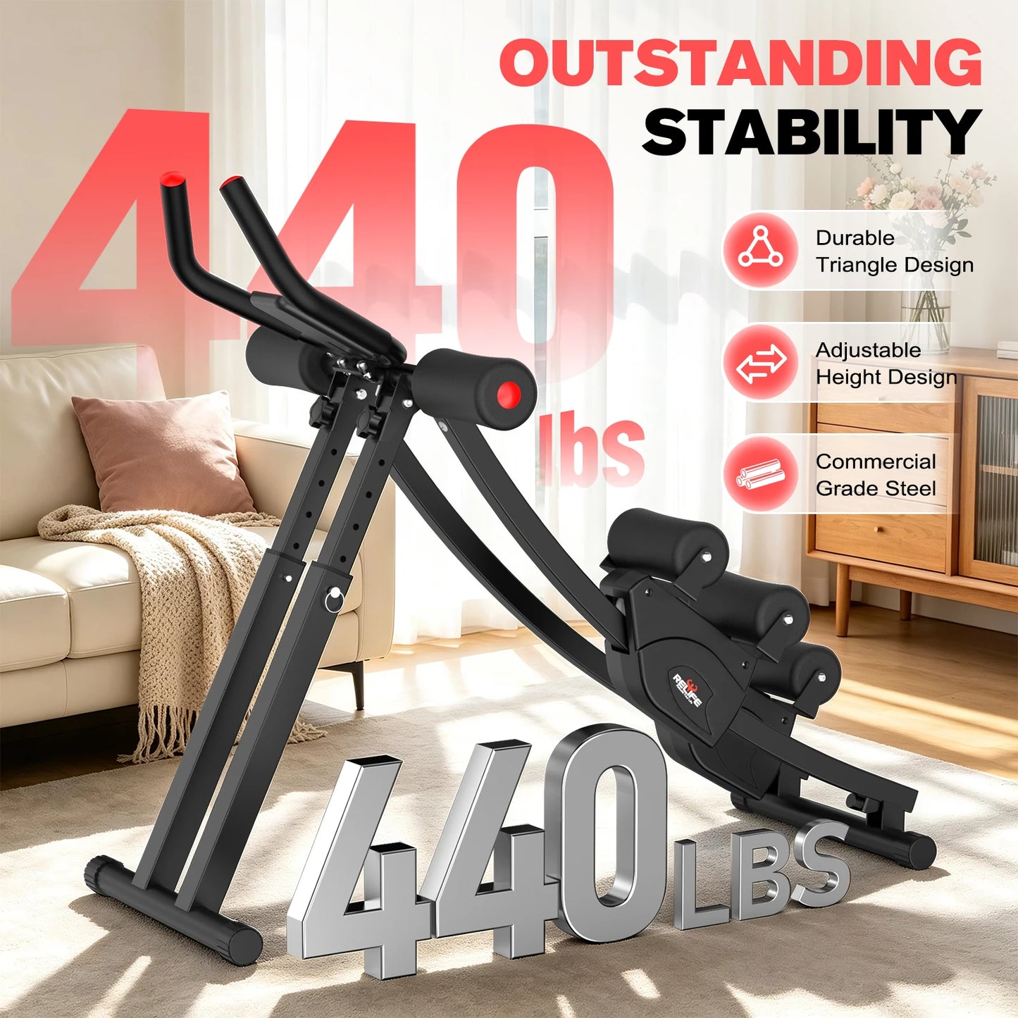 Dual Track Ab Machine Home Fitness Foldable Core Trainer