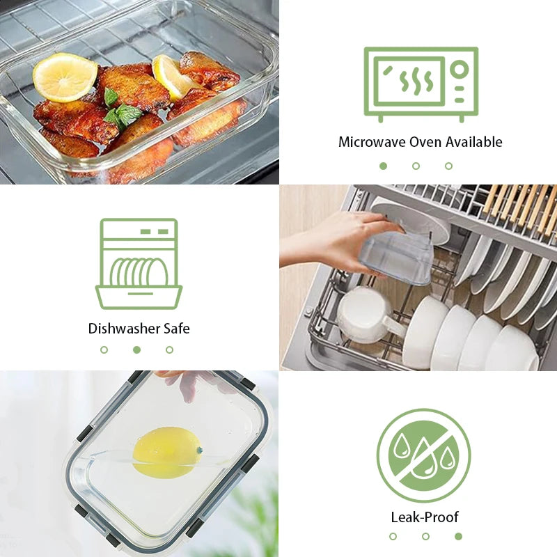 Glass Lunch Box Meal Prep Containers 12 Pieces Airtight Storage