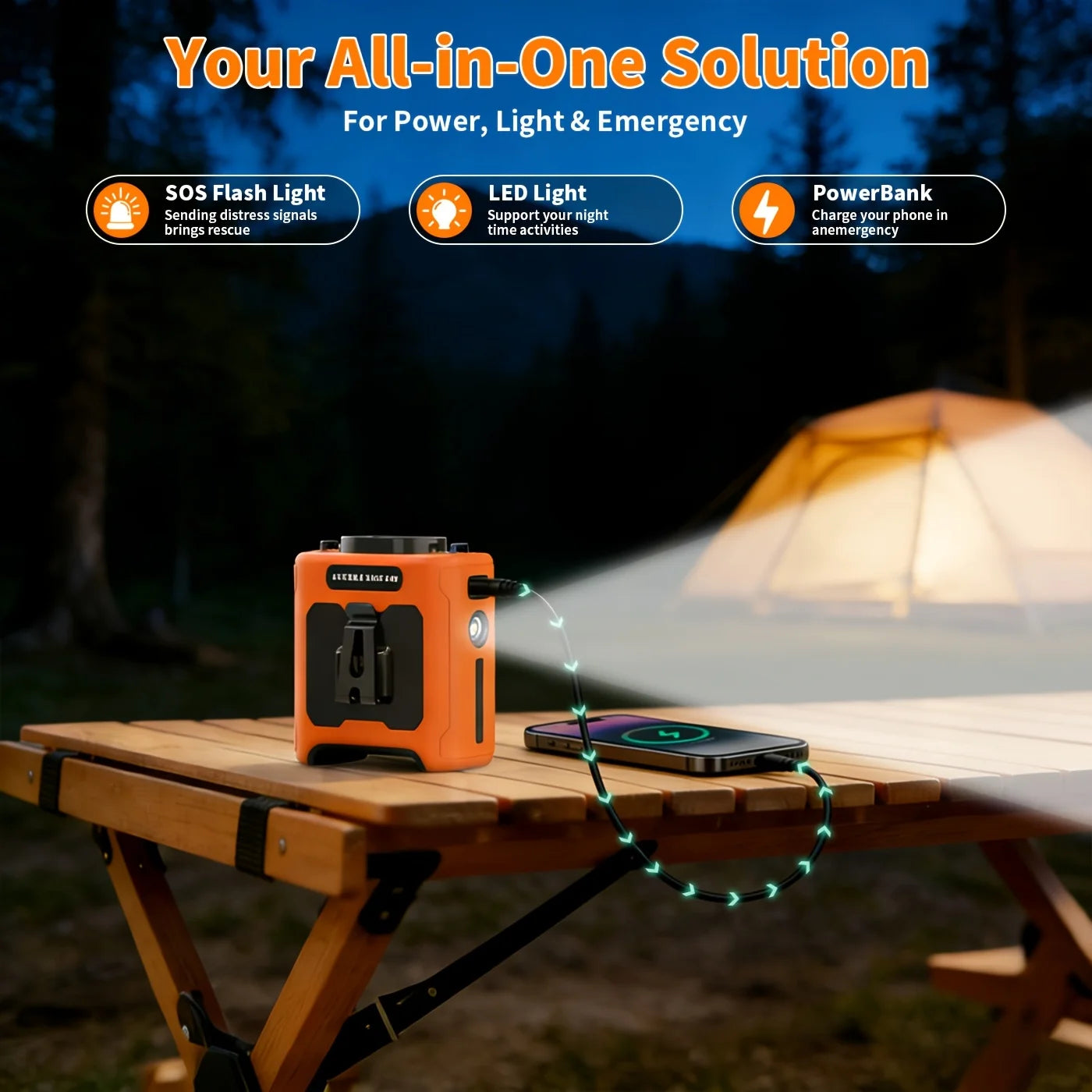10000mAh Portable Neck Fan With USB Phone Charging LED Light