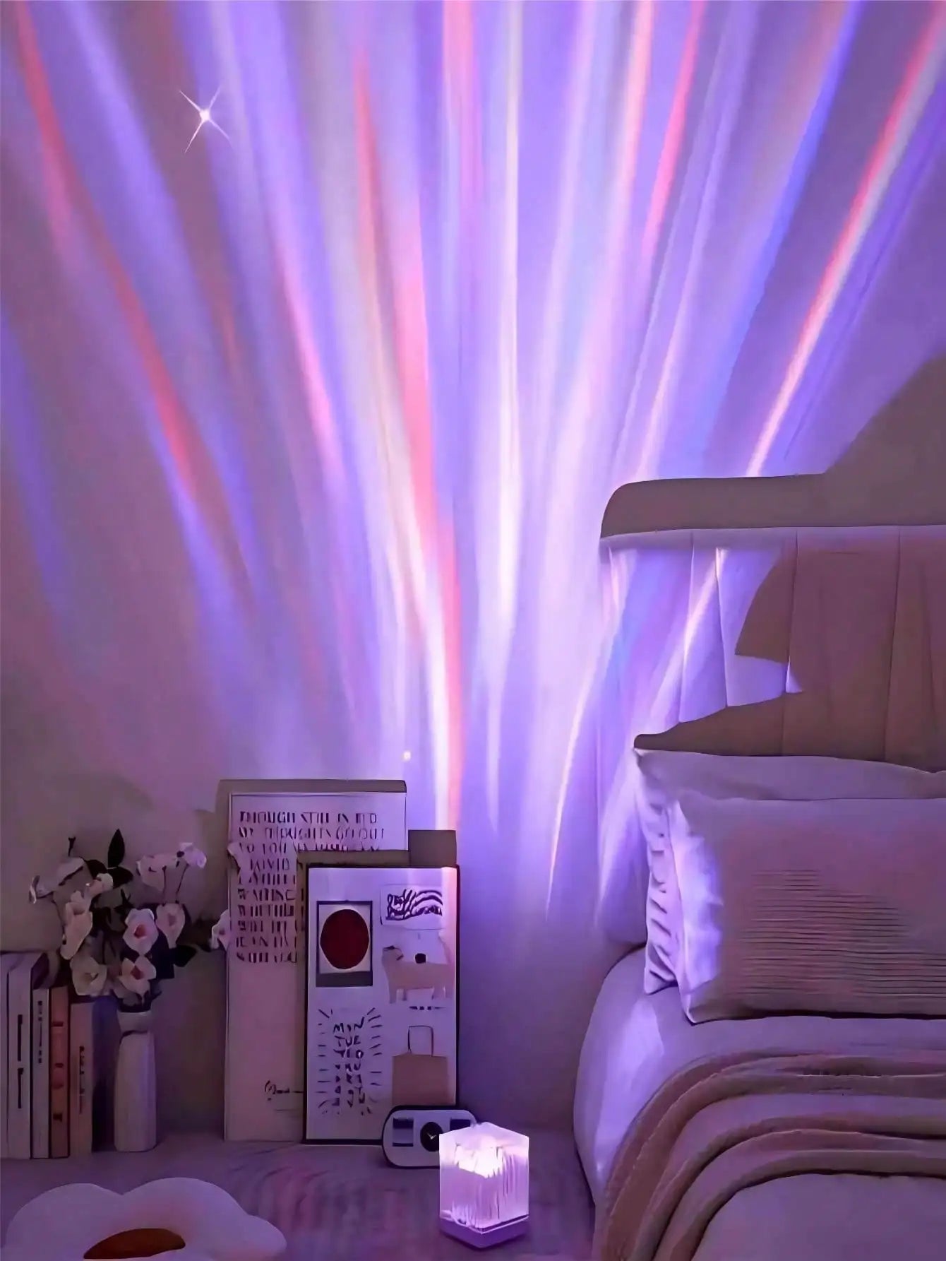 LED Cube Projector Light With 3D Ocean Wave Projection