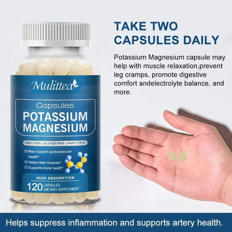 Mulittea Potassium Magnesium Capsule Relieves Muscle Cramps Headaches