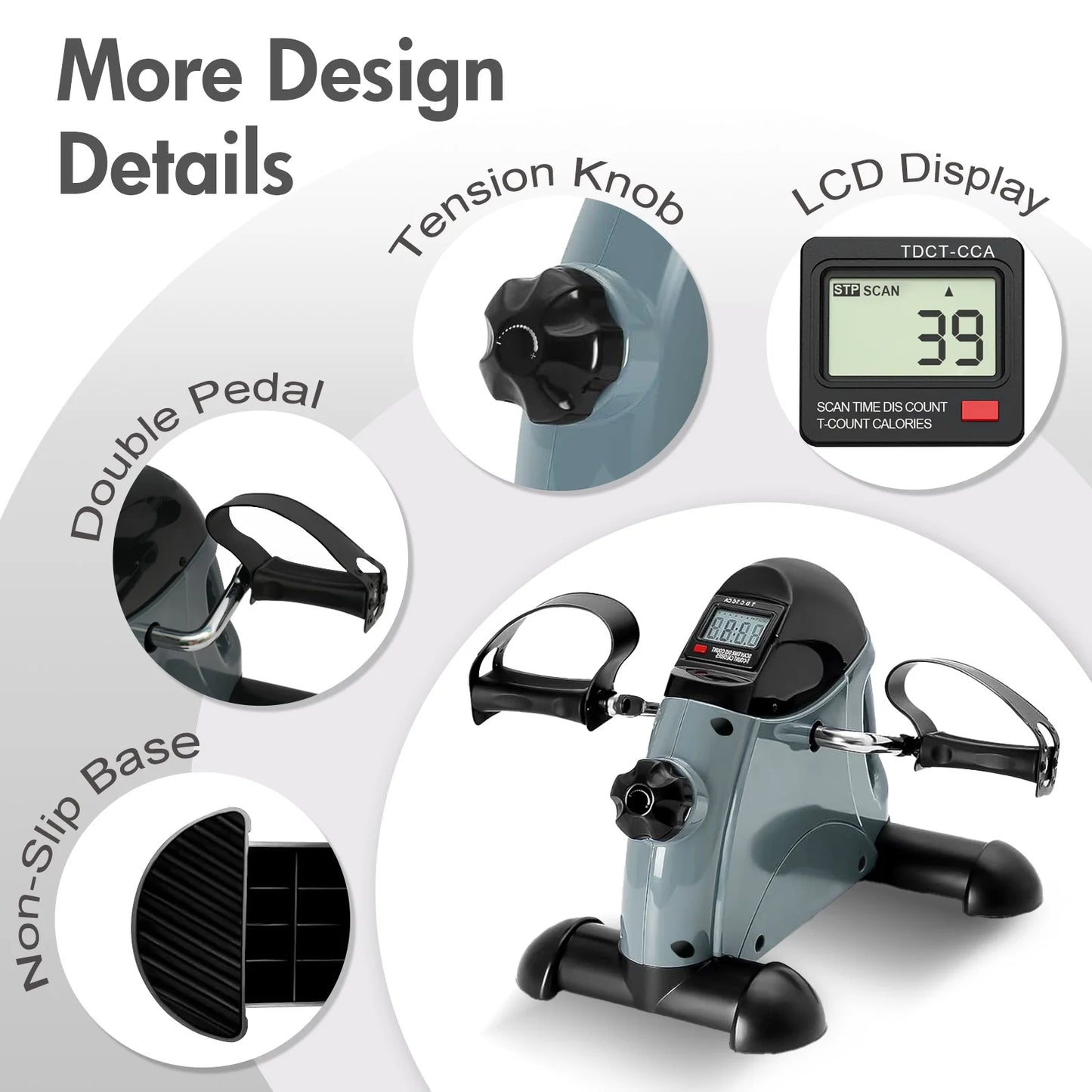 Portable Under Desk Pedal Exerciser With LCD Monitor
