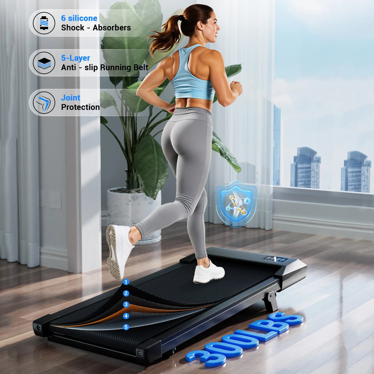 Superun Under Desk Treadmill Walking Pad 2.5 HP Quiet Bluetooth