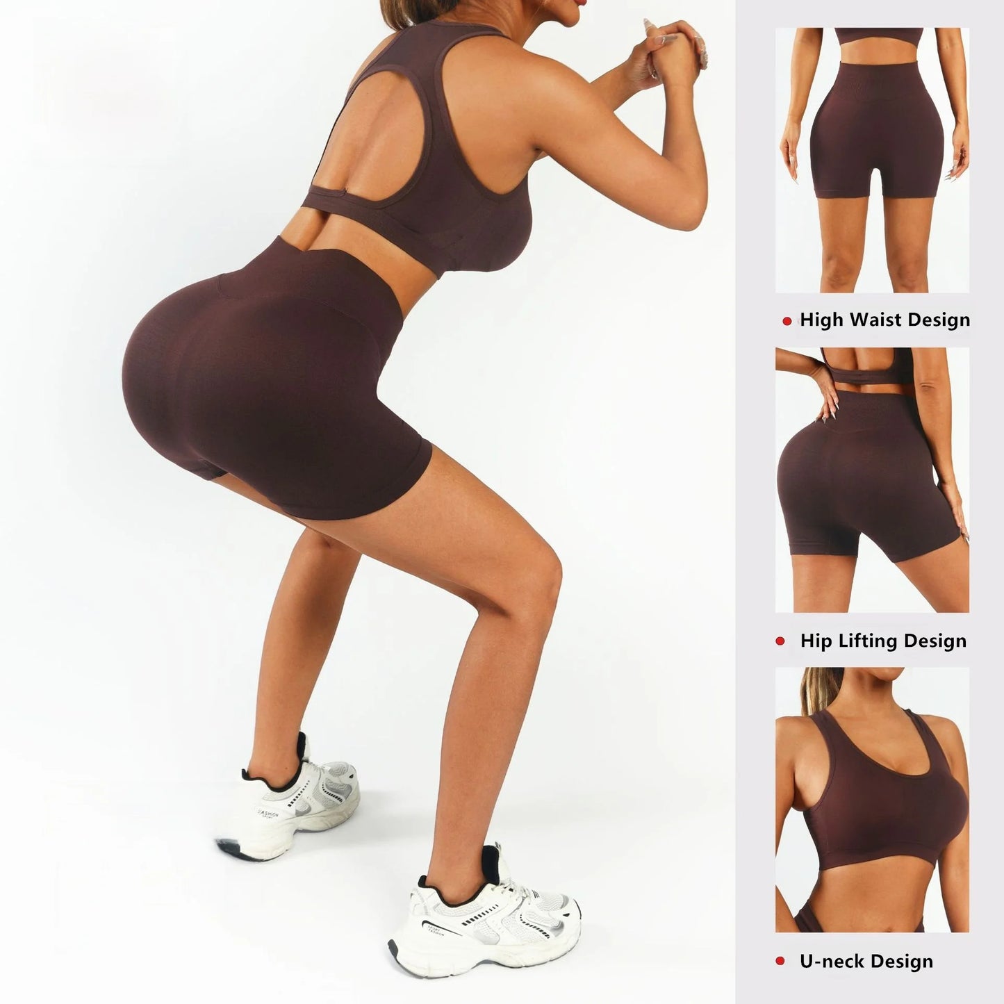 Women's 2 Piece Seamless Leggings Set With Padded Sports Bra