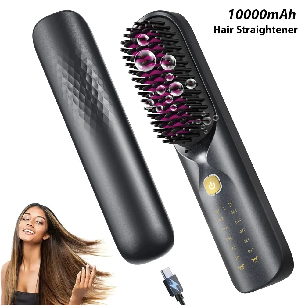BOPCAL Cordless Hair Straightener Comb Brush 5S Fast Heating Travel