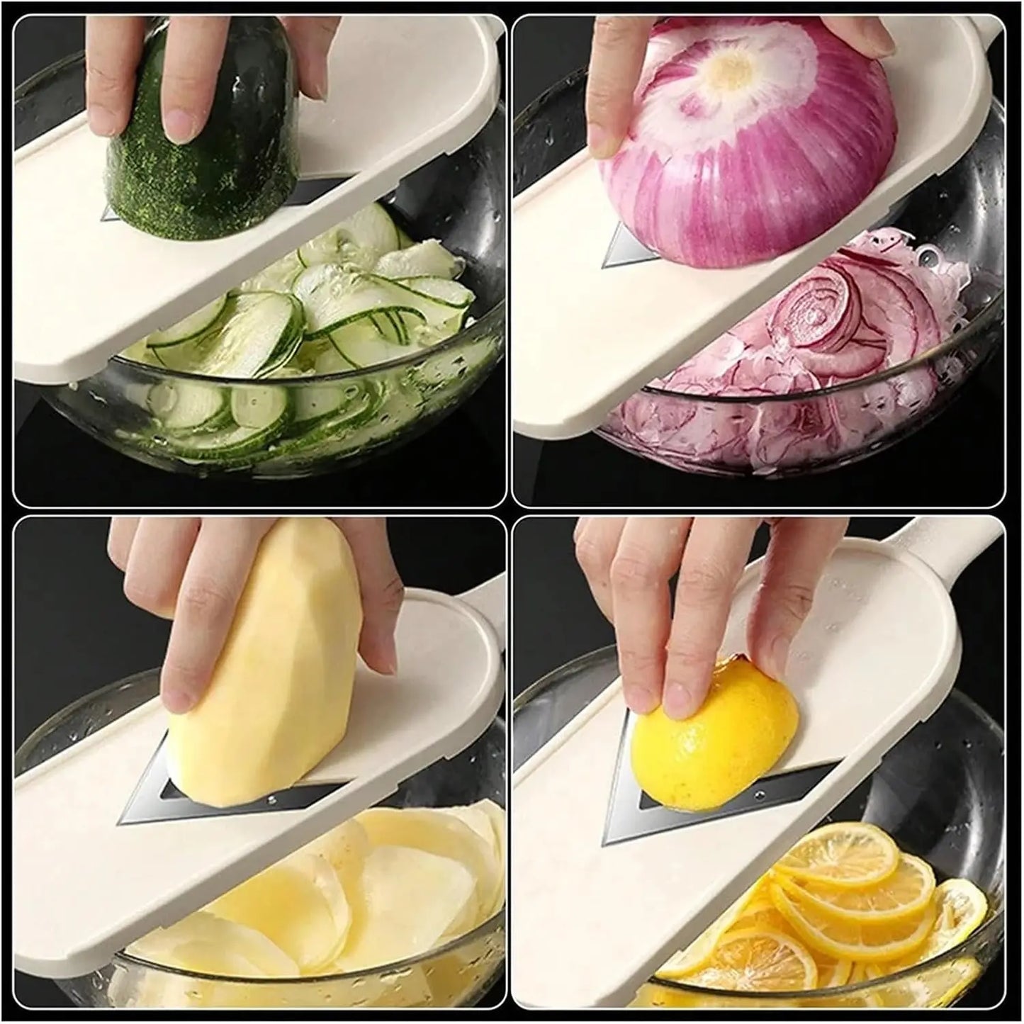 Multi Handheld Mandoline Slicer Stainless Steel V Blade With Brush