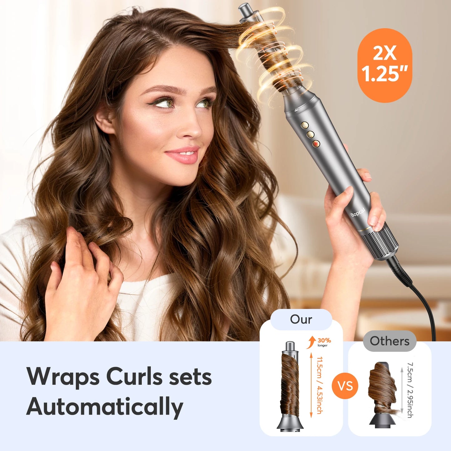 BOPCAL 5 In 1 Hair Dryer With Hot Air Comb And Curling Iron 1200W