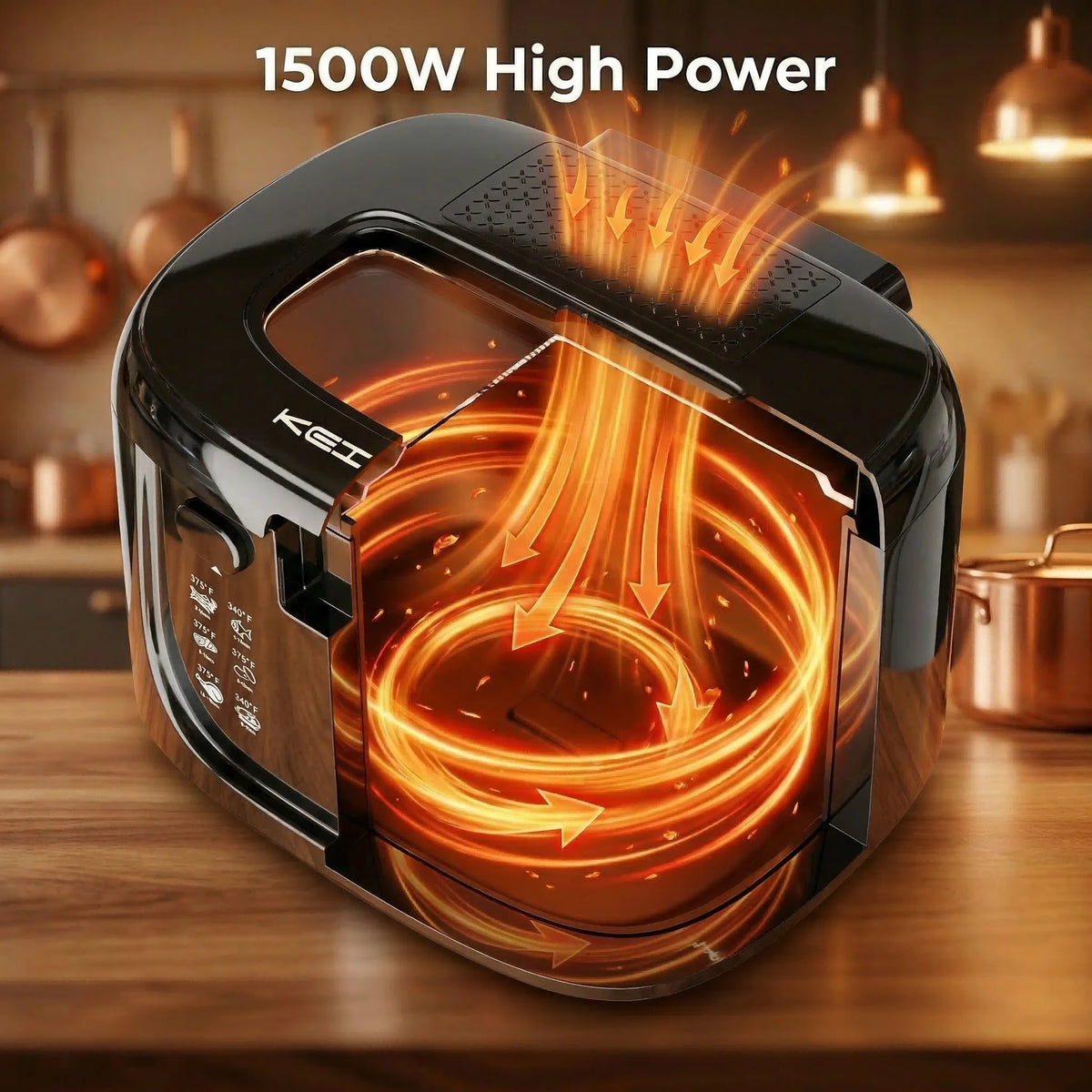 Cachoo 1600W Electric Deep Fryer With Adjustable Thermostat And Lid