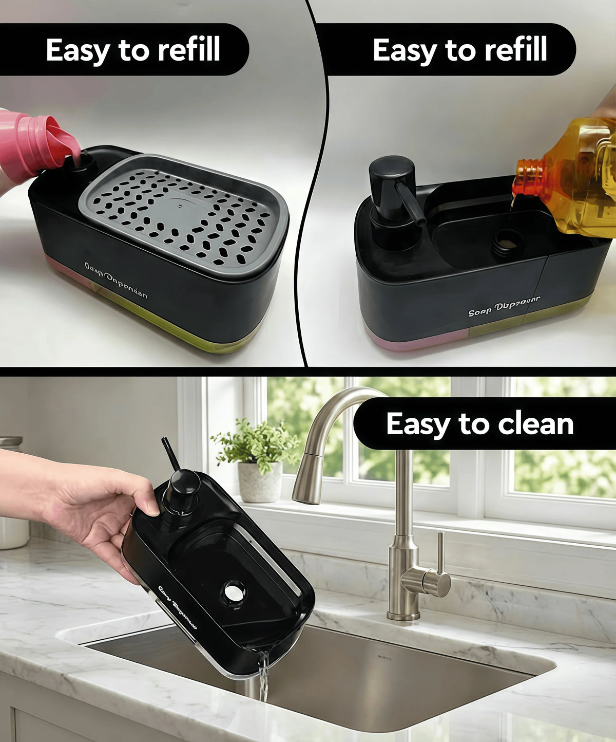 Kitchen Soap Dispenser Organizer Rack With Sponge Holder