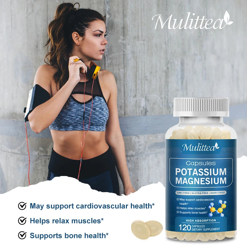 Mulittea Potassium Magnesium Capsule Relieves Muscle Cramps Headaches