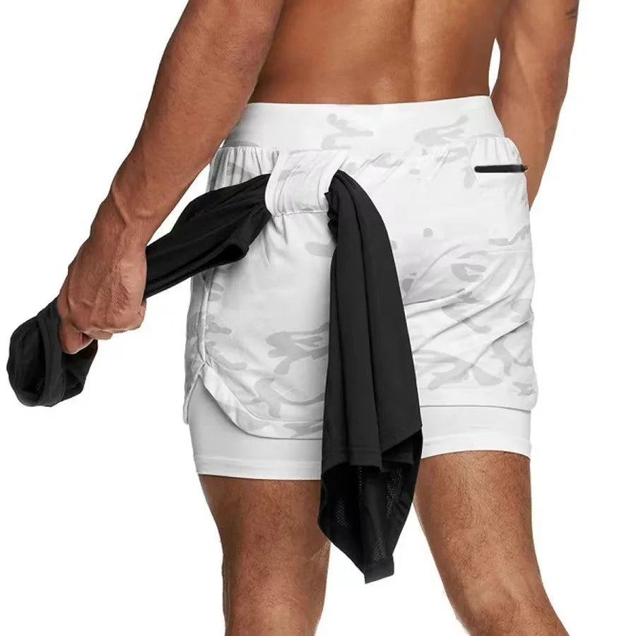 Camo Running Shorts For Men Quick Dry Gym Training