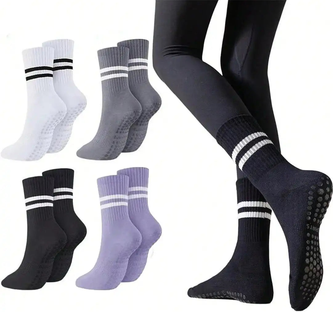 Pilates Grippy Socks For Women Non Slip Yoga Crew Socks