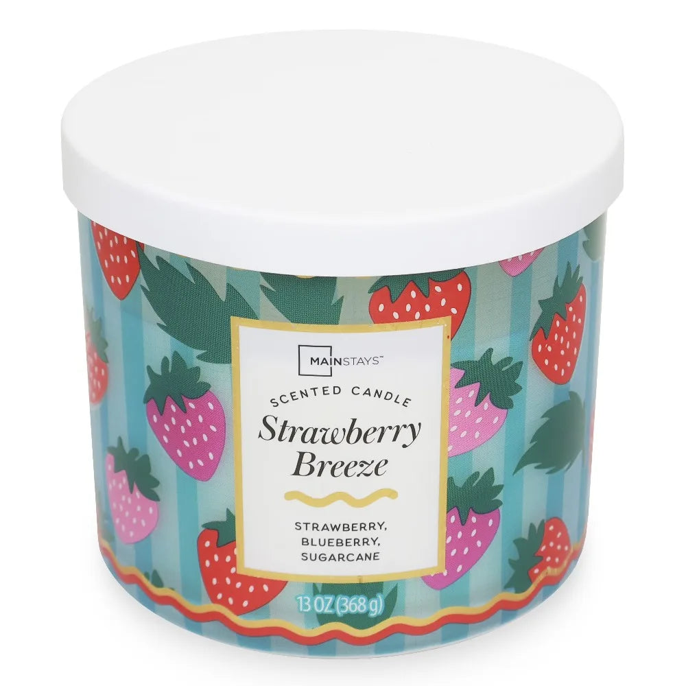 Strawberry Breeze Scented Candle Triple Wick Home Fragrance