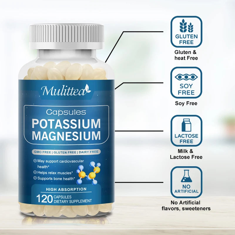 Mulittea Potassium Magnesium Capsule Relieves Muscle Cramps Headaches