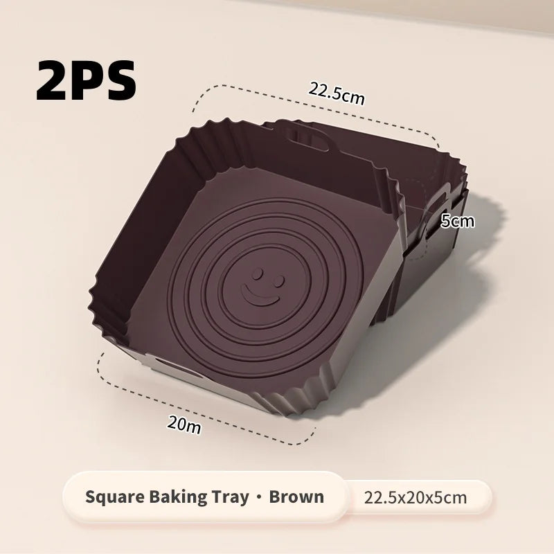 Square Silicone Air Fryer Liners Two Pack Reusable Accessories