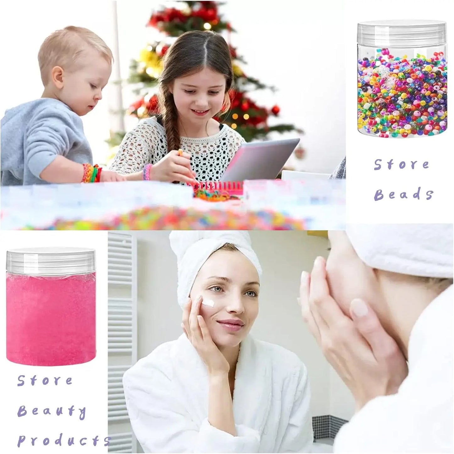 20 Pack Clear Plastic Jars With Lids For Candy Beads
