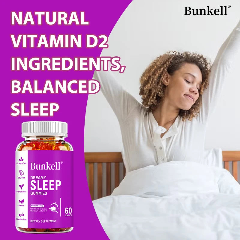 Bunkell Magnesium Complex Gummies Melatonin Vitamin D for Sleep Support