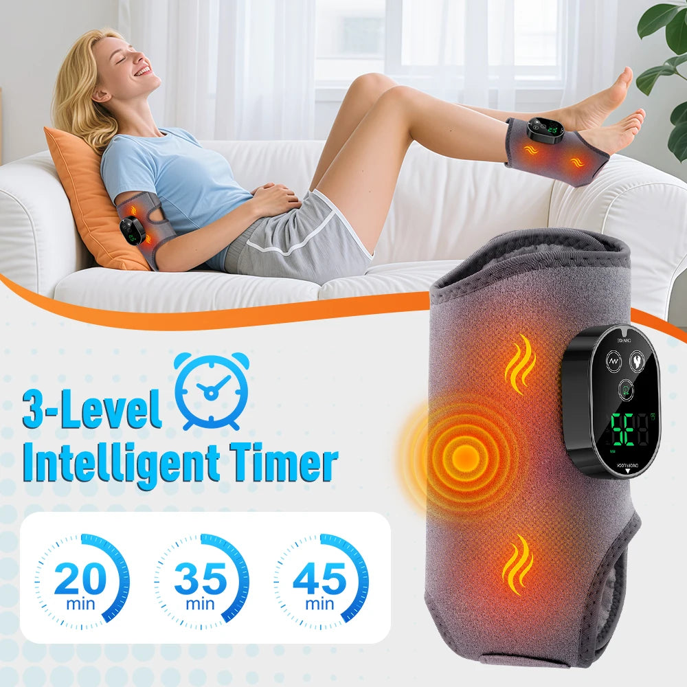 PASTSKY Electric Heating Vibration Foot Ankle Massager USB Rechargeable Strap