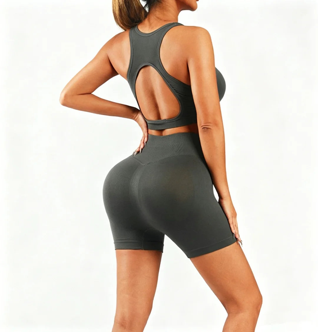 Women's 2 Piece Seamless Leggings Set With Padded Sports Bra