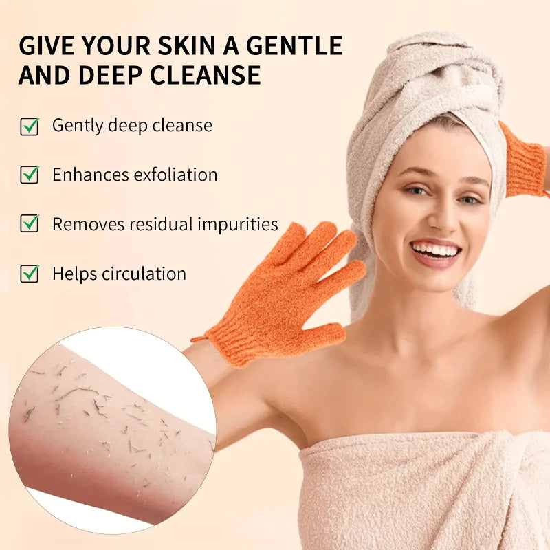 Exfoliating Shower Glove Set Deep Cleaning Body Scrub Spa Massage