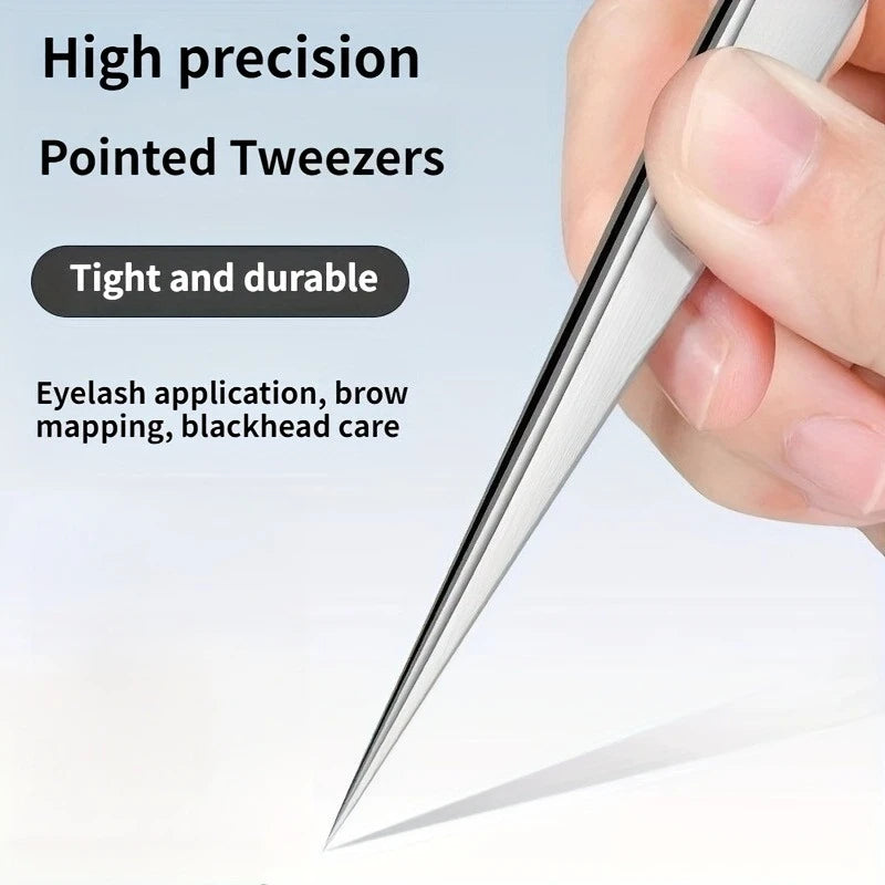 Stainless Steel Precision Pointed Tweezers Eyebrow Pimple Extraction