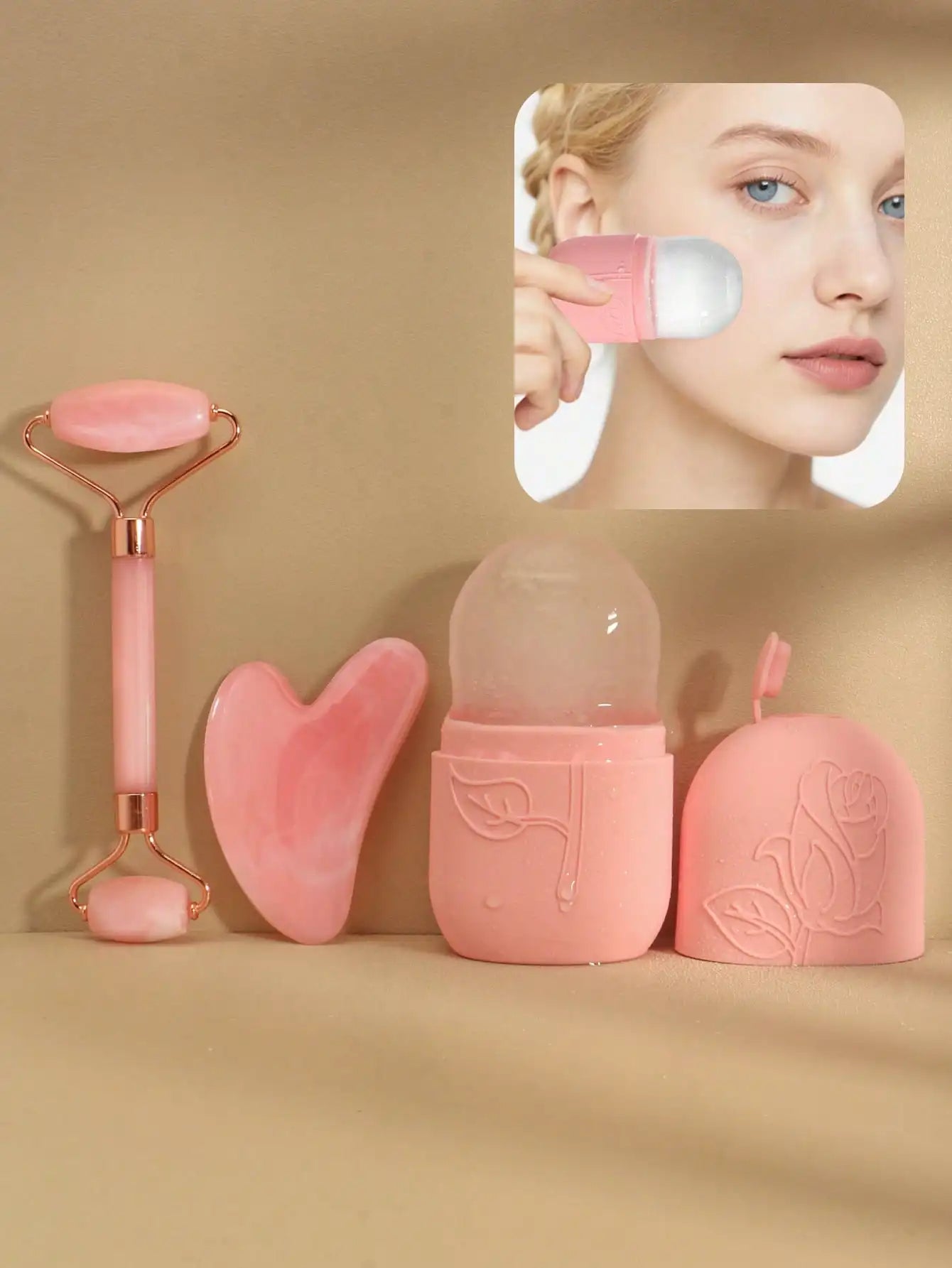 3 Piece Facial Massage Tool Kit With Roller And Cupping