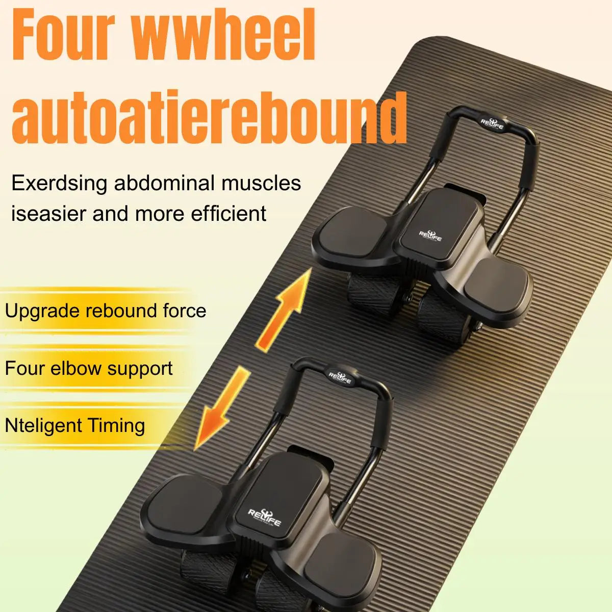 Ab Wheel Roller With Elbow Support And Knee Mat