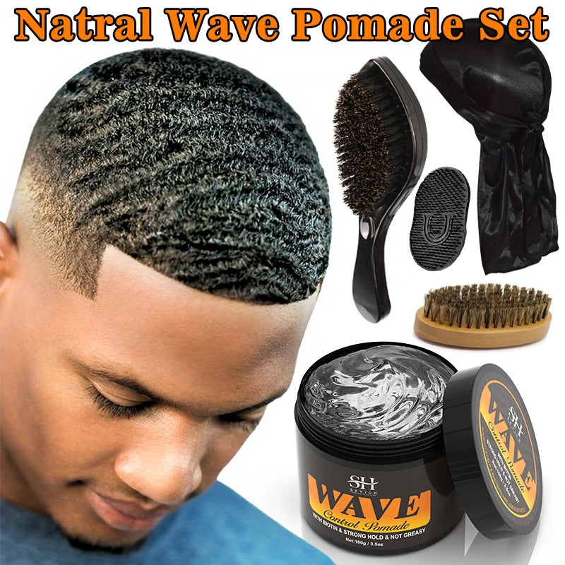 Sevich Waves Control Pomade Set With Hair Oil And Brush