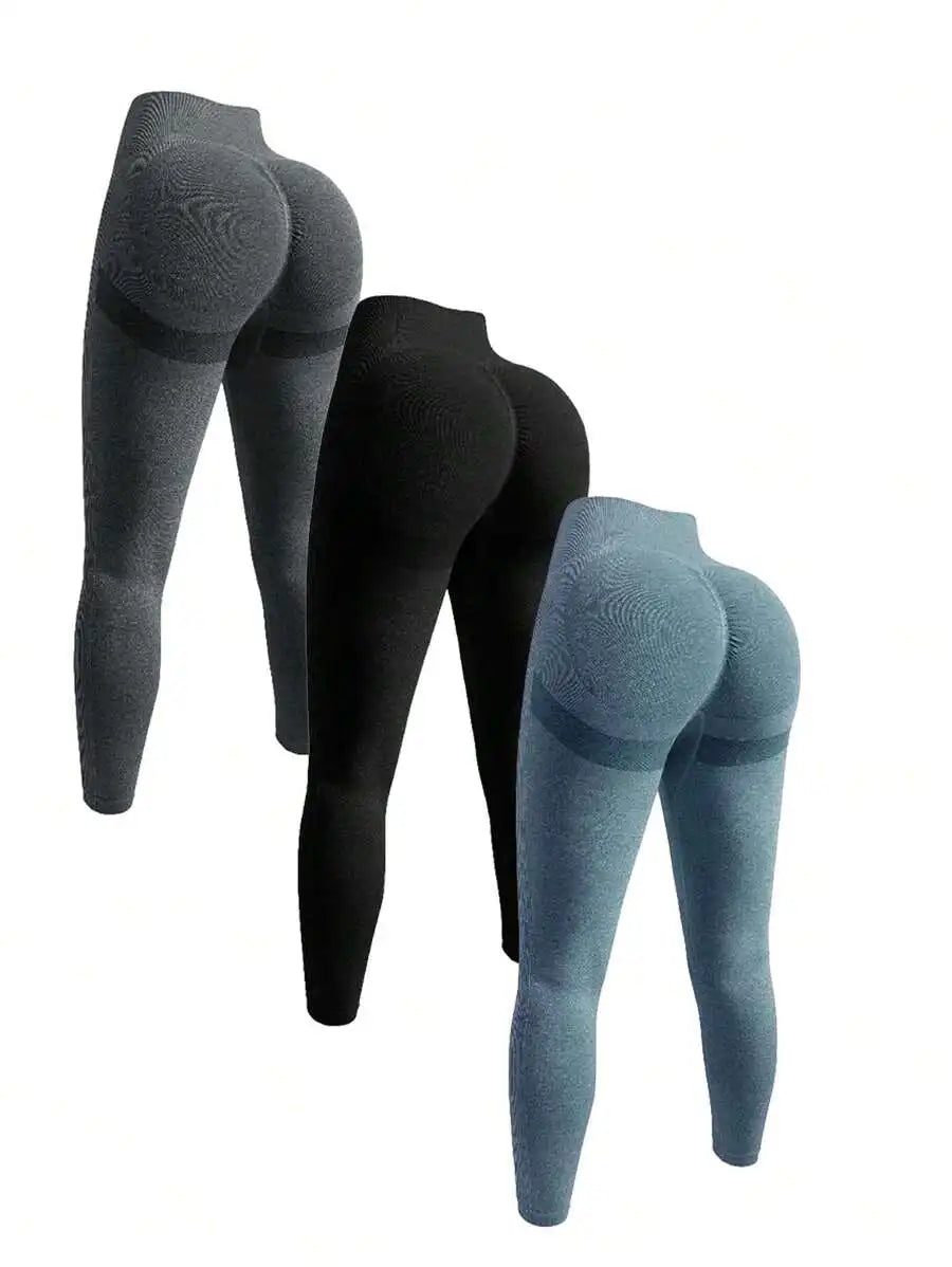 High Waist Seamless Yoga Leggings Pack 3 Soft Stretch Pants