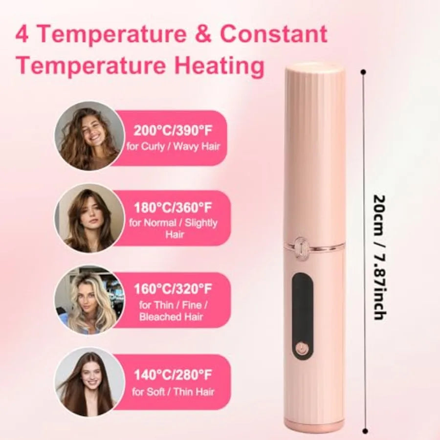 Cordless Hair Straightener Brush Rechargeable With Negative Ions And LED Display