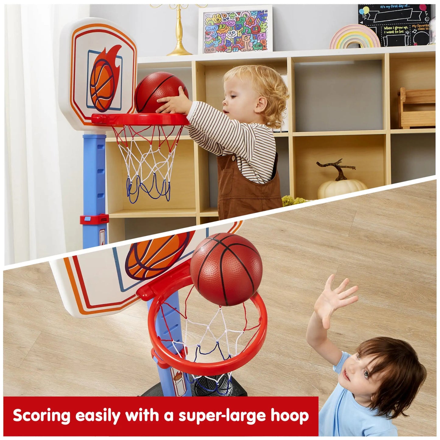 Joyfy Toddler Indoor Basketball Hoop Set With Four Balls