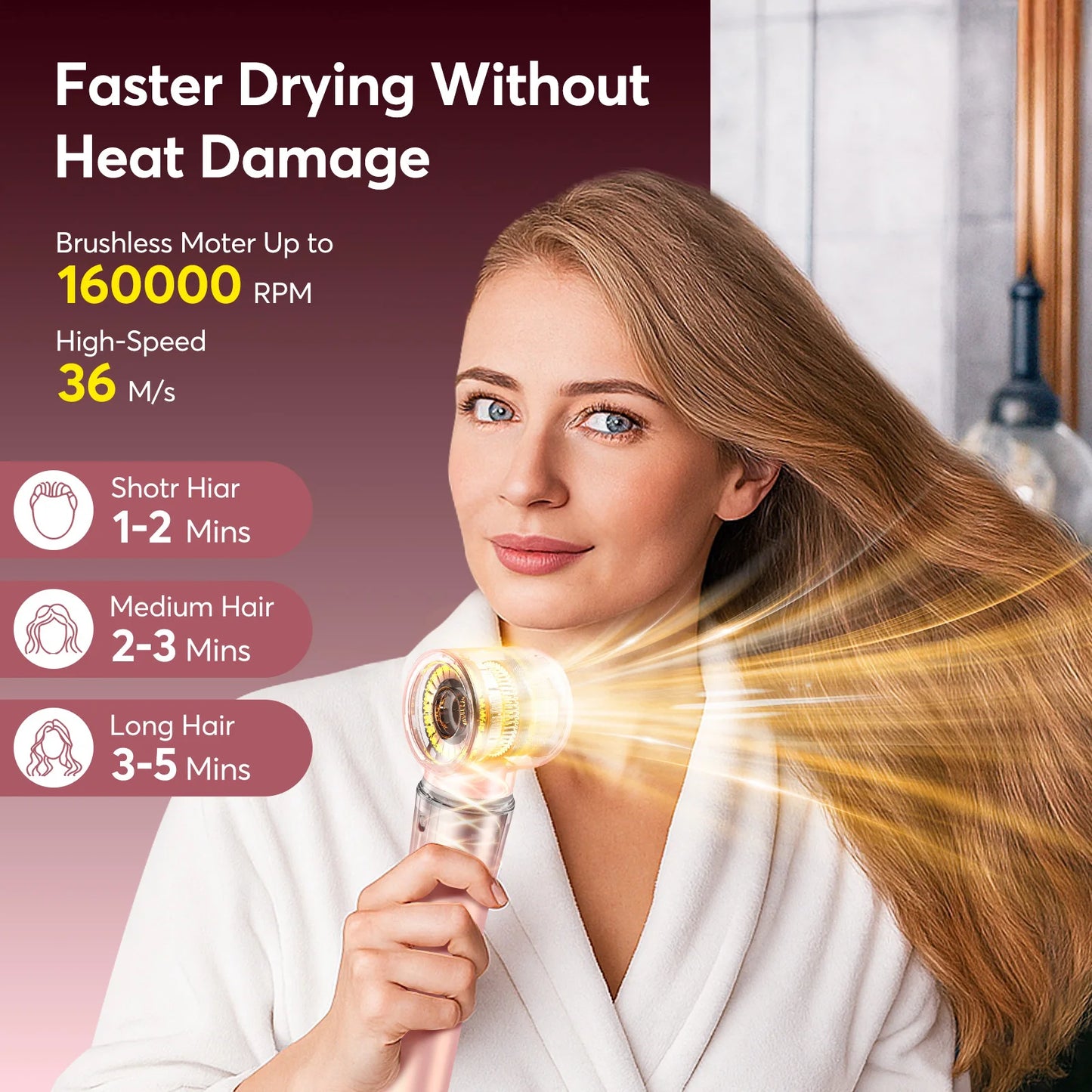 BOPCAL 5 In 1 High Speed Hair Dryer Set With Curling Iron