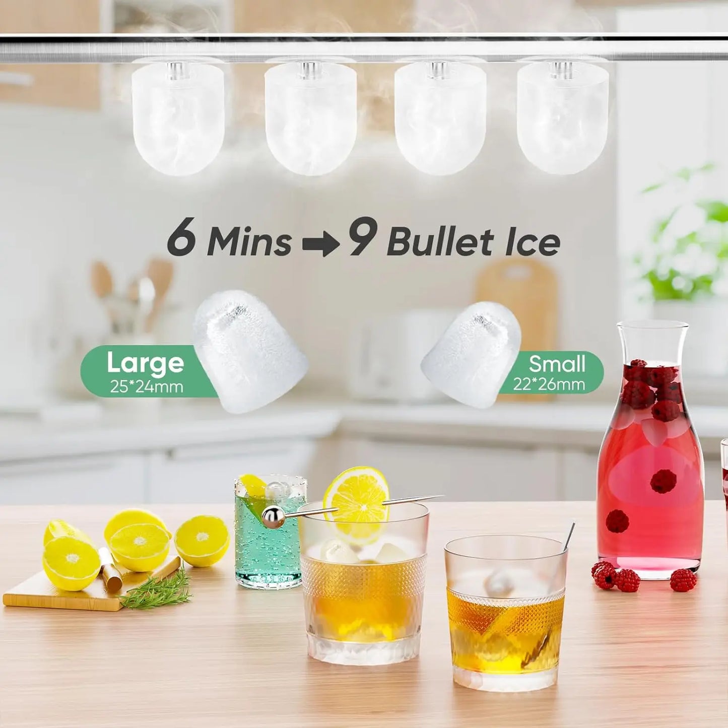 Portable Countertop Ice Maker 26 Lbs Per Day Self Cleaning