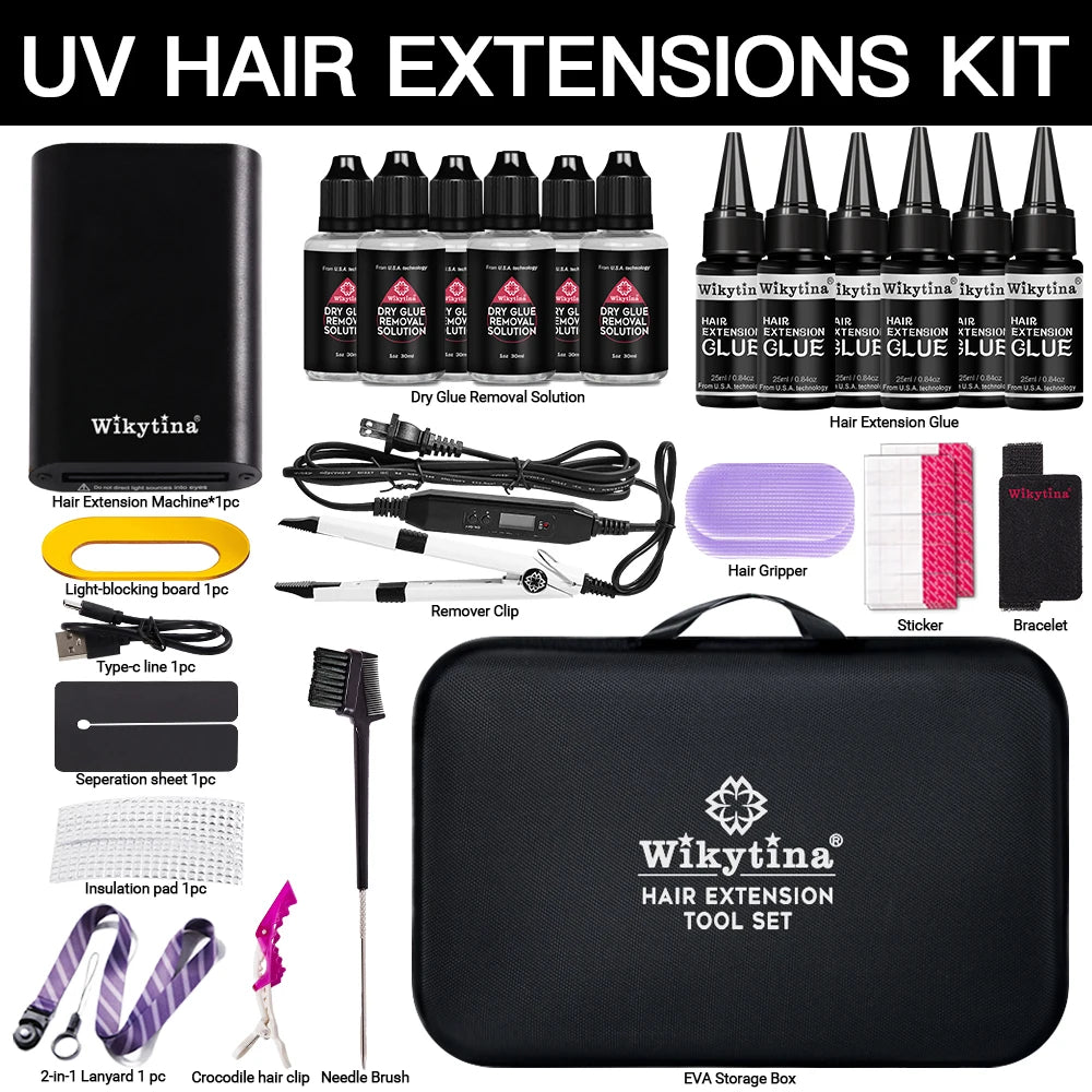 Wikytina UV Light Hair Extension Kit for Professional Use