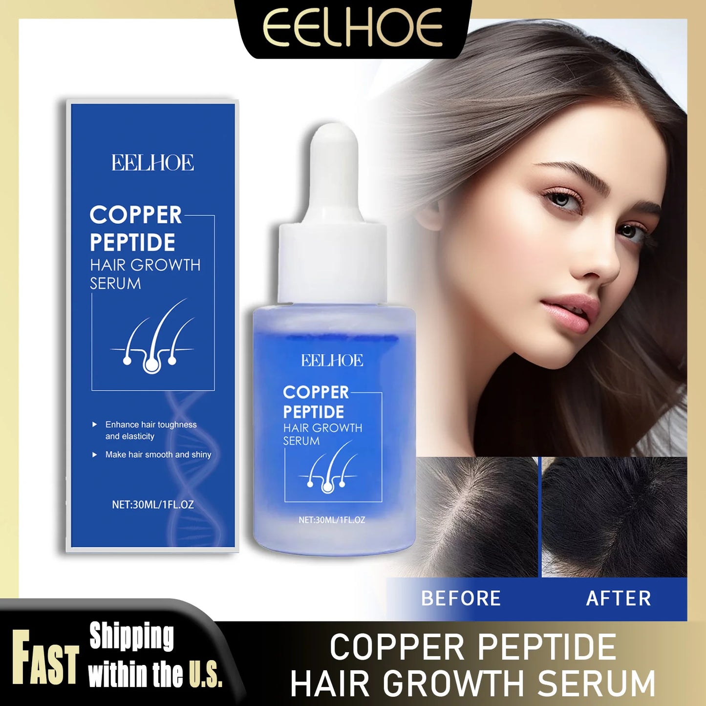 EELHOE Copper Peptide Hair Serum for Nourishing Roots and Growth