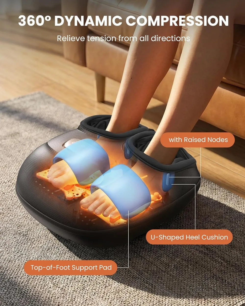 4 In 1 Heated Foot Massager With Shiatsu Compression Vibration