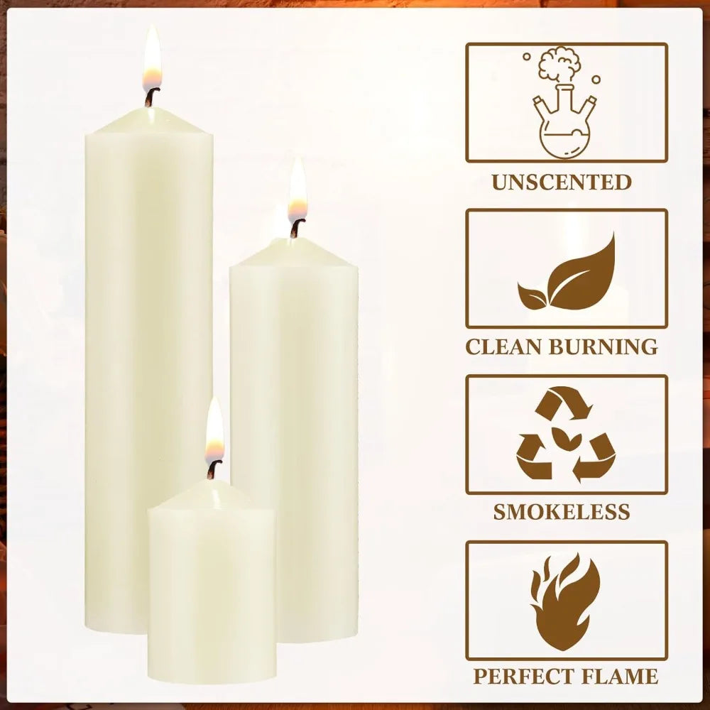 36 Pack Pillar Candles Dripless Unscented Long Burning For Wedding