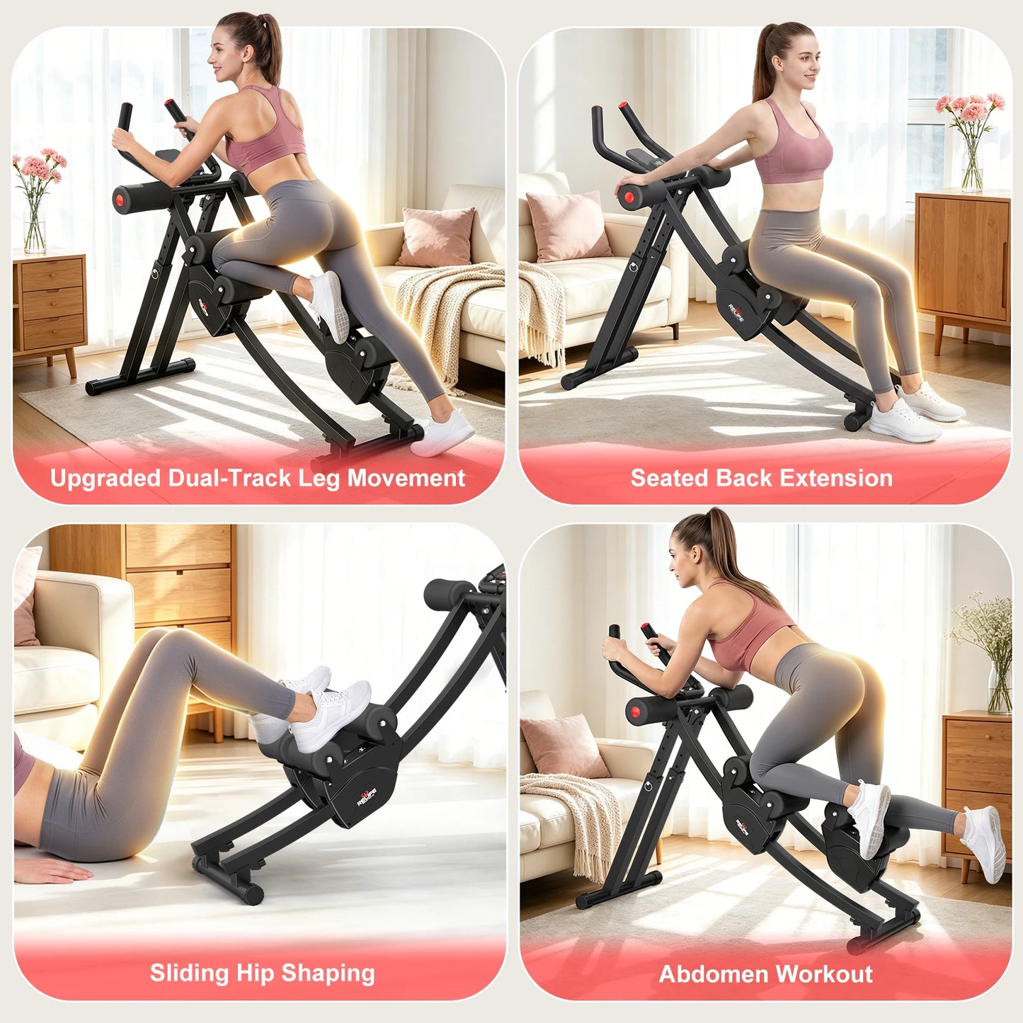 Dual Track Ab Machine Home Fitness Foldable Core Trainer