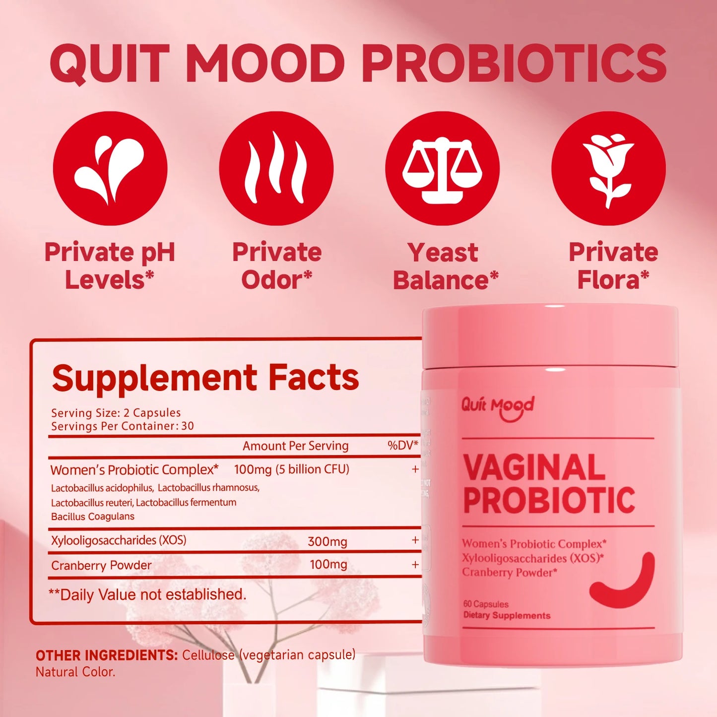 Quit mood Probiotics For Women PH Balance Prebiotics And Lactobacillus