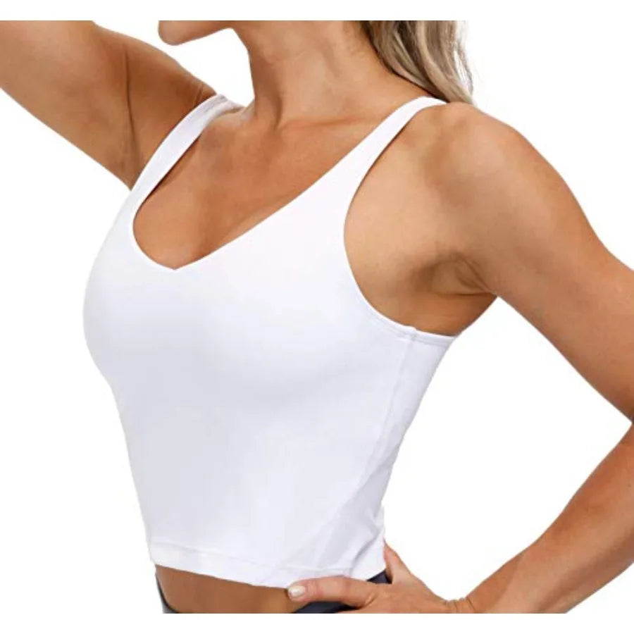 Womens Sports Bra Longline Wirefree Padded Support Bamboo Fiber
