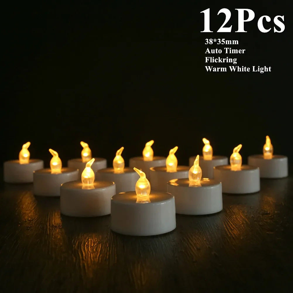LED Tea Light Candles Flickering Battery Operated Tealights Christmas Decor