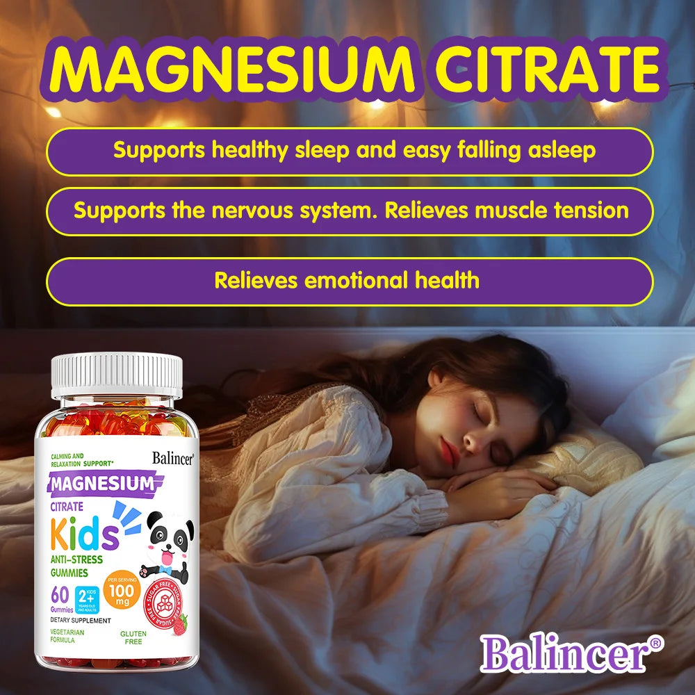 Balincer Magnesium Citrate Gummies for Kids Sleep Health Immune Support