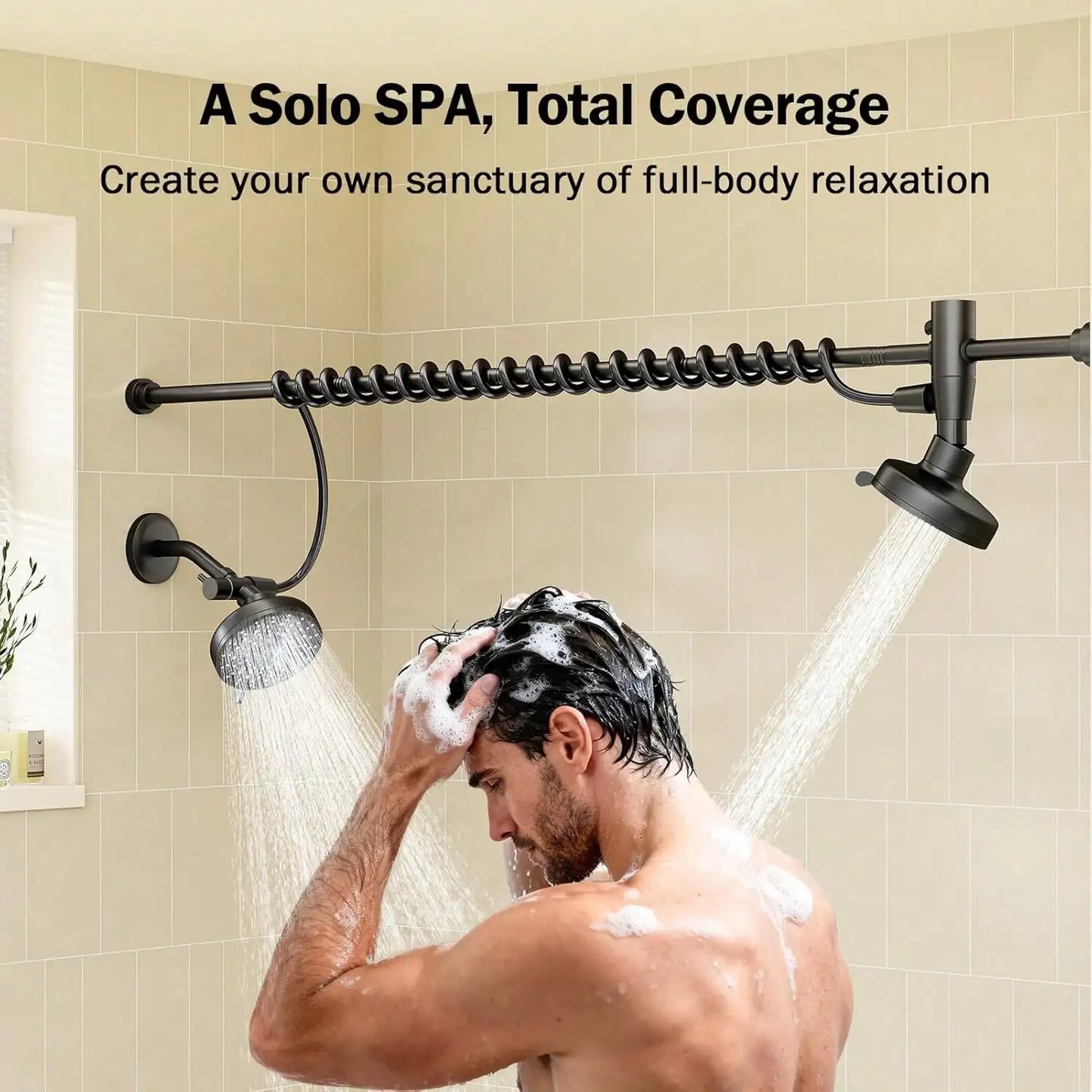Dual Shower Head System With Adjustable Slider High Pressure